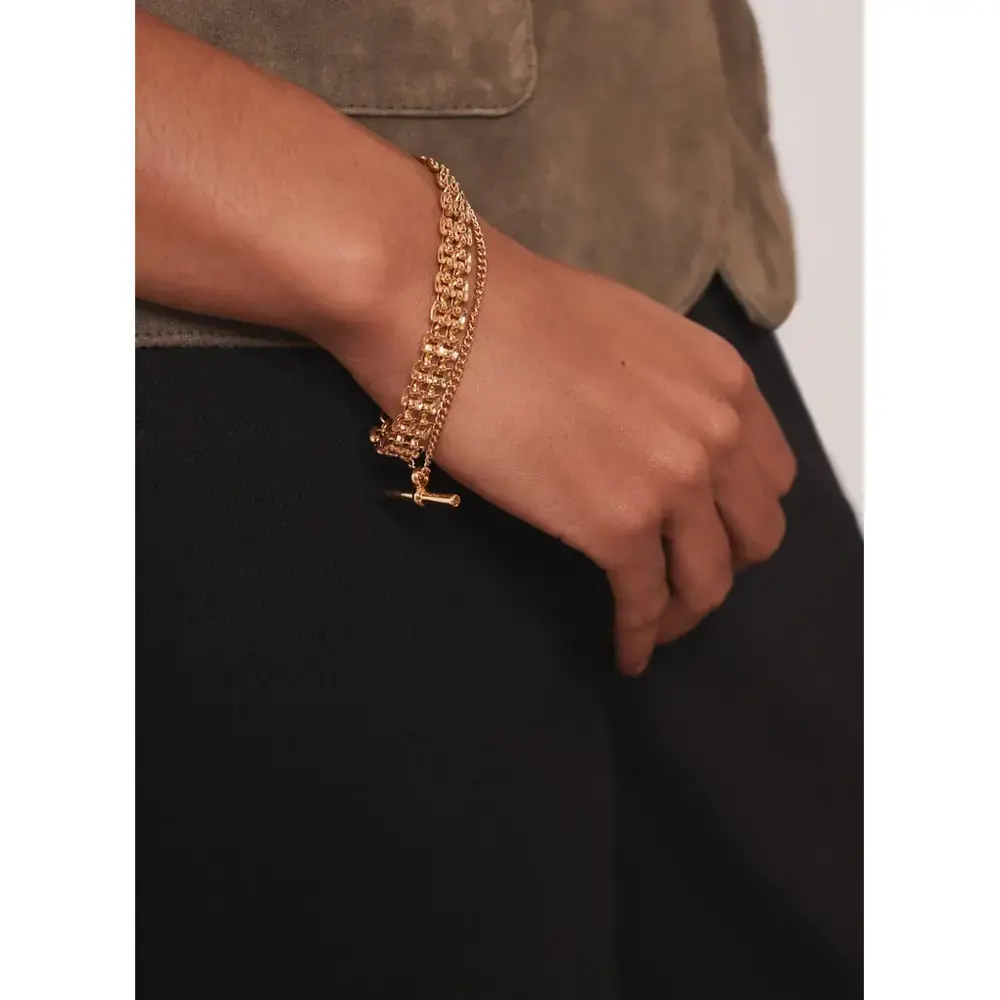 Mint Velvet Gold Tone Layered T Bar Bracelet